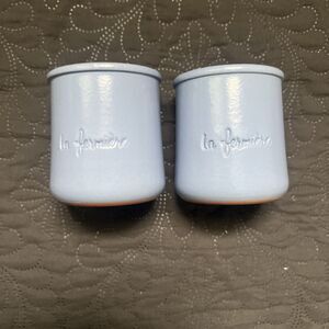 La Fermiere Limited Edition Powder Blue Glazed Yogurt Pots 2pc Set Dessert Gift